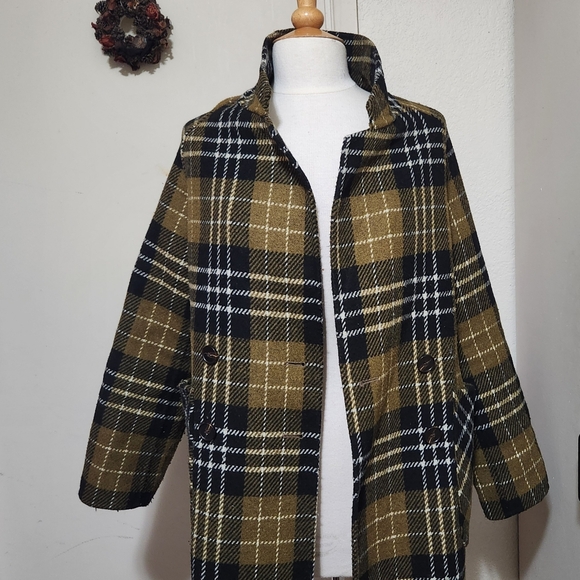 See U Soon Plaid Wool Blend Double Breasted Jacket Size Small - Picture 5 of 6
